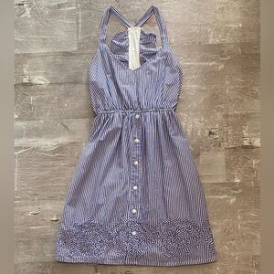 Judith March Blue and White Striped Halter Dress